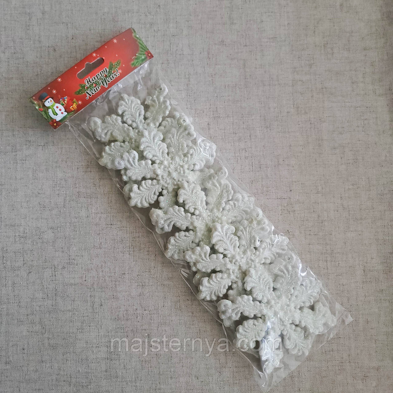 Новорічні прикраси "Засніжена квітка" білого кольору
