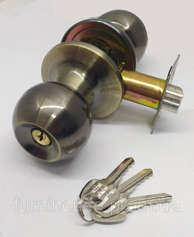 Ручка дверная круглая Джанес, Ручка-стяжка с ключом 607, цвет бронза AB, FZB дешевая - фото 1 - id-p1755911909