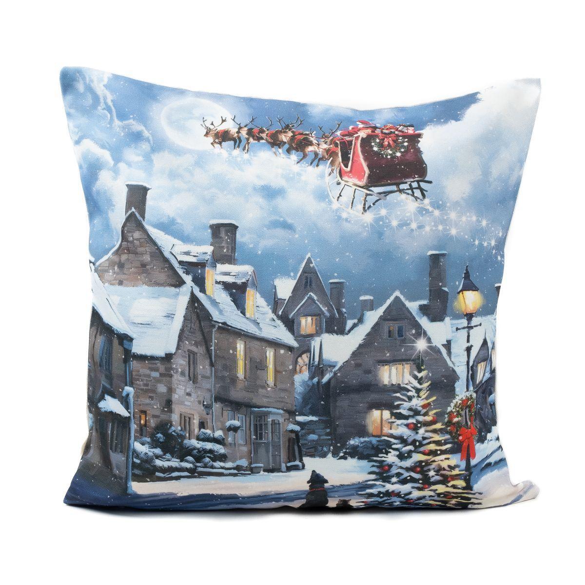 Наволочка новорічна з поліестеру зі святковим малюнком "Кіт і пес" Sterli Centrotex, фото 1