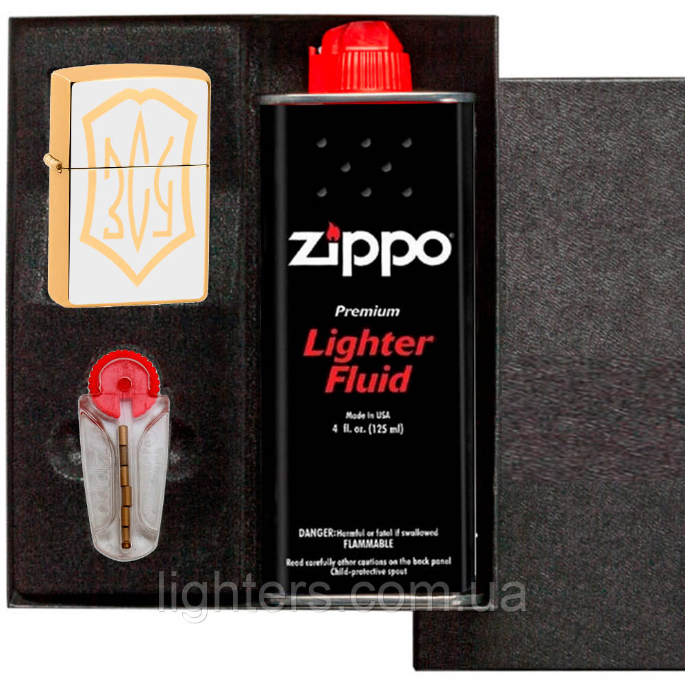 Запальничка Zippo ЗСУ, набір запальничка зипо, бензин і кремній зипо 254U3