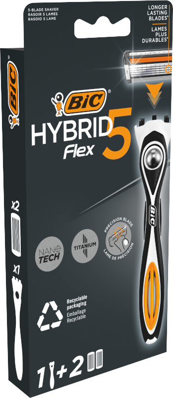 Станок для гоління чоловічий BIC Flex 5 Hibrid з 2 змінними картриджами