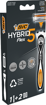Станок для гоління чоловічий BIC Flex 5 Hibrid з 2 змінними картриджами