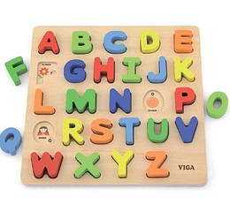 Дидактичний матеріал Дерев'яний пазл Англійський алфавіт, великі літери