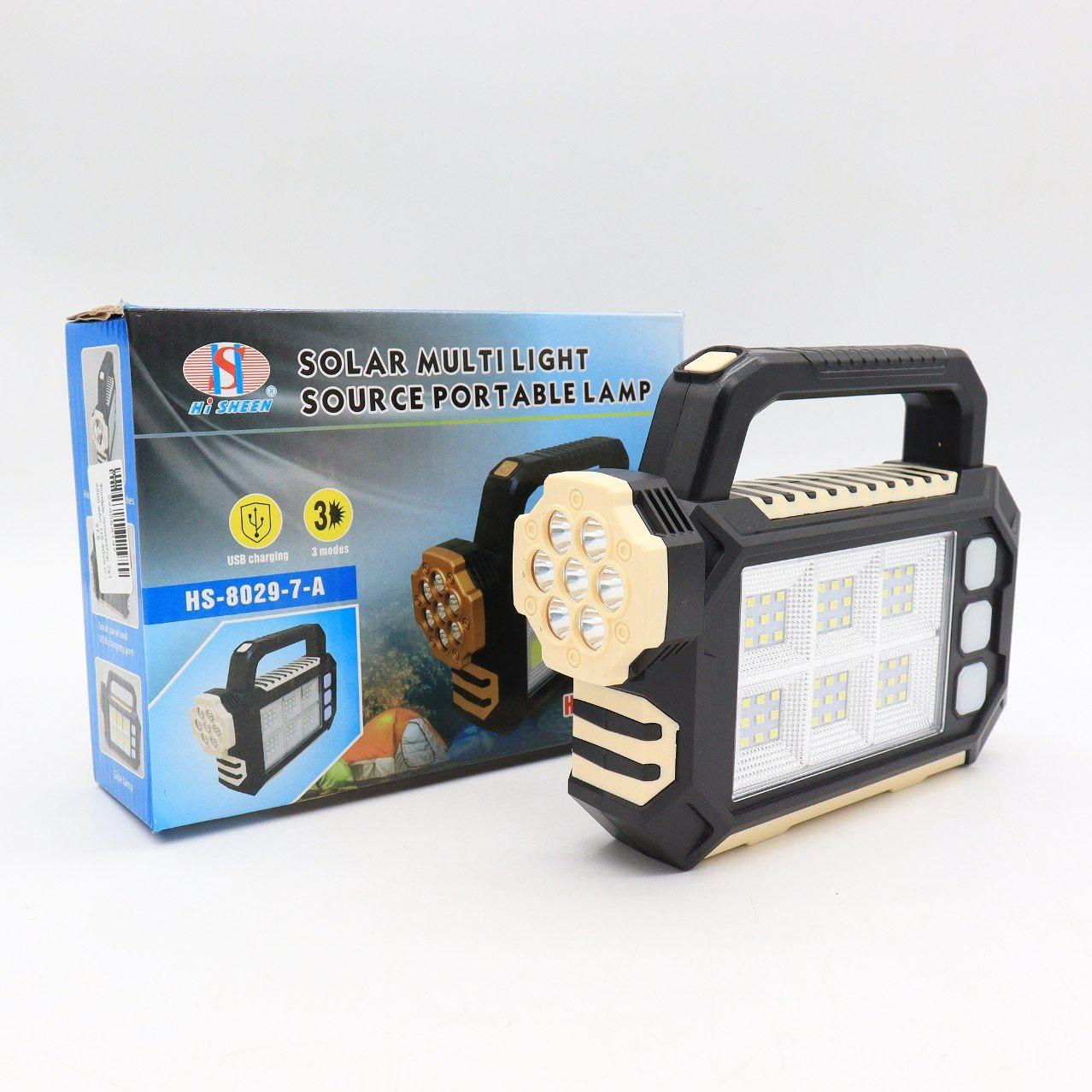 Ліхтар ручний USB 2в1 HS-8029 із сонячною панеллю та повербанком, 2800 мАг / Прожектор світильник, фото 1