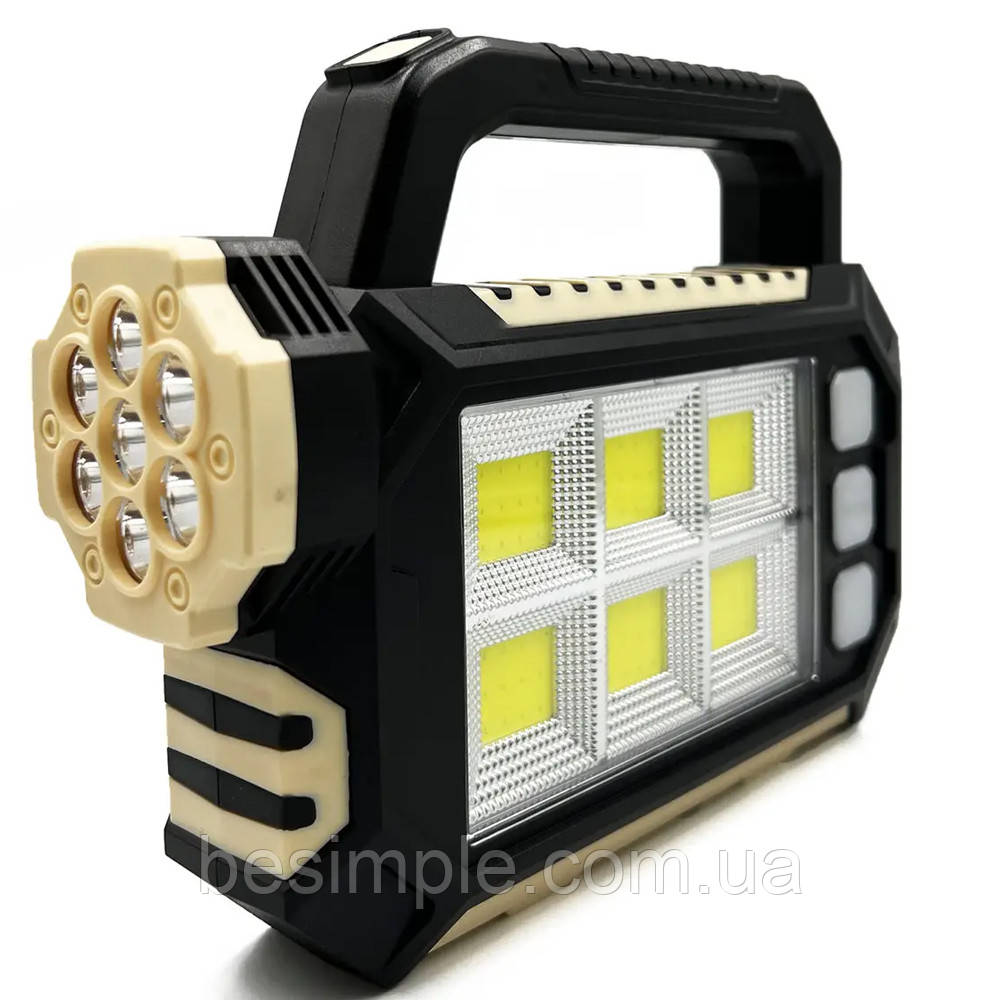 Ліхтар-прожектор 2в1 HS-8029, 2800 мАг, із сонячною панеллю, USB-зарядкою та PowerBank / Ручний LED світильник, фото 1