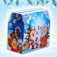 Новогодняя упаковка для конфет 2000г Cаквояж Синий / картонная упаковка для подарков