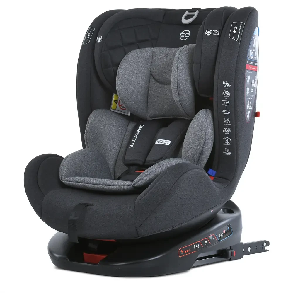 Дитяче автокрісло El Camino Everest ME 1114 Light Gray (0-36 кг, ISOFIX, поворот 360°)