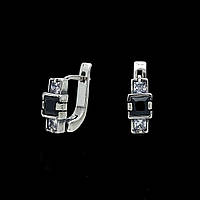 Серебряные серьги с квадратными фианитами