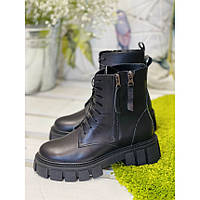 Женские ботинки демисезонные кожаные Prellesta - Черные р. 36