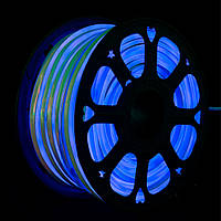 Гнучка неонова стрічка, 50м, 120 LED на метр, 220V, 2-х стороння, +5 реле статичний, IP65 Синій
