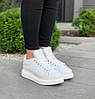 Зимові жіночі кросівки Alexander McQueen White Взуття Олександр Маквін білі з хутром шкіряні, фото 7