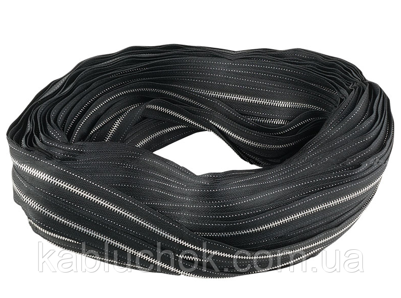 Блискавка № 5 сумкова колір чорний/нікель, металева метражна від 1 м (04M-5), фото 1