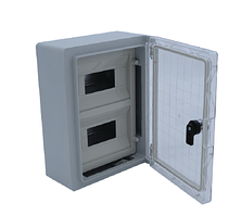 Пластиковий бокс навісний ABS 2x12=24 мод 300х400х165 з прозорою дверцятою