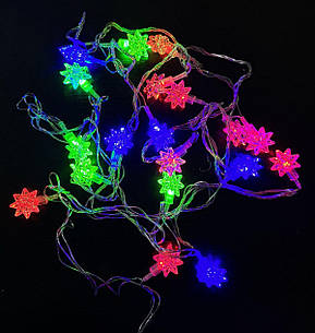 Гирлянда електрична LED 20шт. 3,5м. Зірки об'ємні мультиколір RJ-15, фото 2