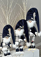 Фигурка новогодняя Скандинавский гном в длинной шапке, сапфирово-синий 85 см