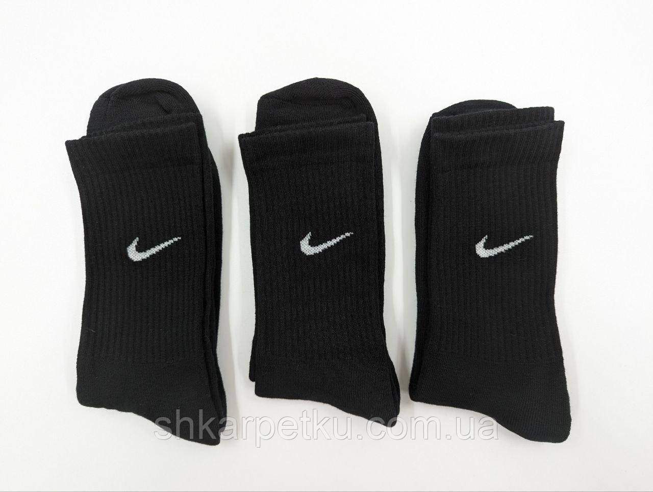 Чоловічі зимові високі тенісні спортивні шкарпетки N  махрова підошва однотонні 41-44 12 пар/уп чорні, фото 1