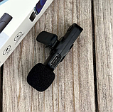 Бездротовий мікрофон петличний Wireless Microphone K8 всеспрямований (Type-C)/(Lightning) Чорний, фото 4