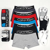 Набор трусы + носки 5 шт 6 пар Calvin Klein. Трусы боксеры и низкие носки мужские Кельвин Кляйн. Нижнее белье
