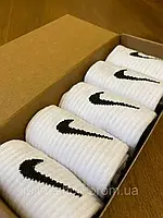Высокие носки в крафт боксе Nike Премиум/Найк премиум 36-40 - Белые в коробке 5 пар носков