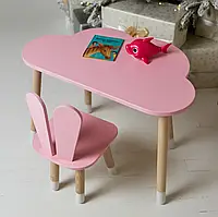 Детский стол облако и стул зайчик для комфорта, Детский стол и стул для игр и занятий ребенка