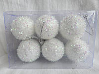 Новогодние белый ёлочные шары 5 см "6шт в 1 упак"