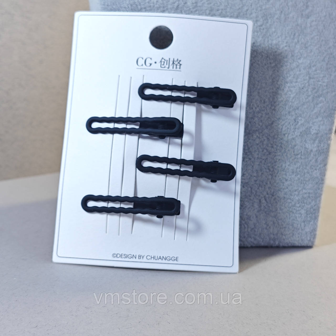 Набір металевих шпильок крокодильчик, чорні, 4 штуки, фото 1
