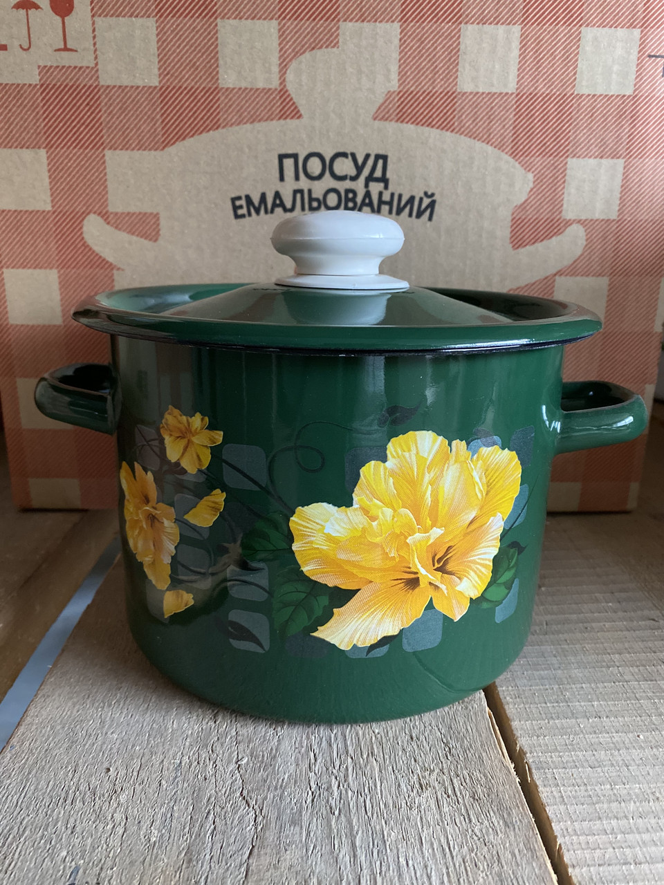 Каструля емальована 3л Грейсі смарагдова Idilia 1612/4