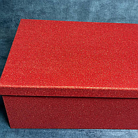 Набор прямоугольных коробок 10 шт Красные с блестками