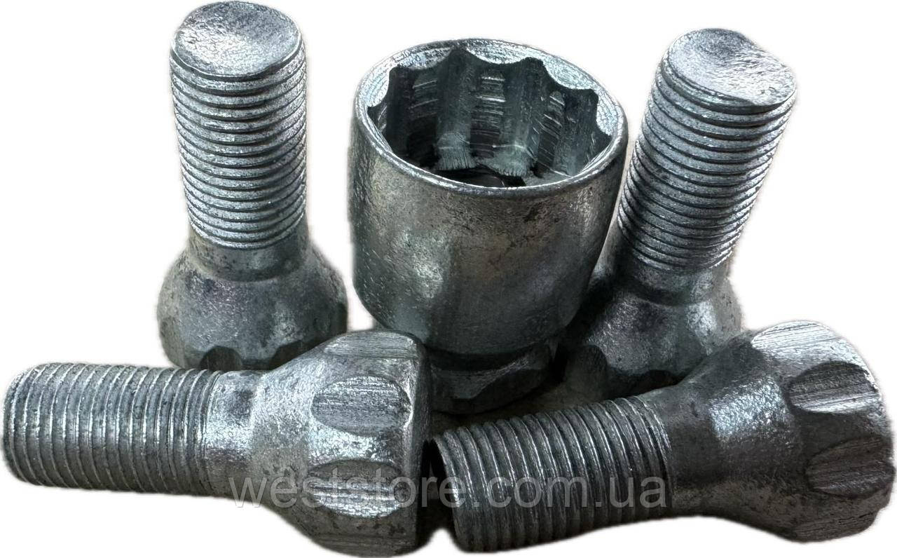 Болти колісні (секретки) ВАЗ 2108, 2109, 2110, 2111, 2112 стальний диск,  (4 болти + 1 ключ), фото 1