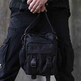 Чоловіча сумка чорна через плече COD BLACK з тканини МК