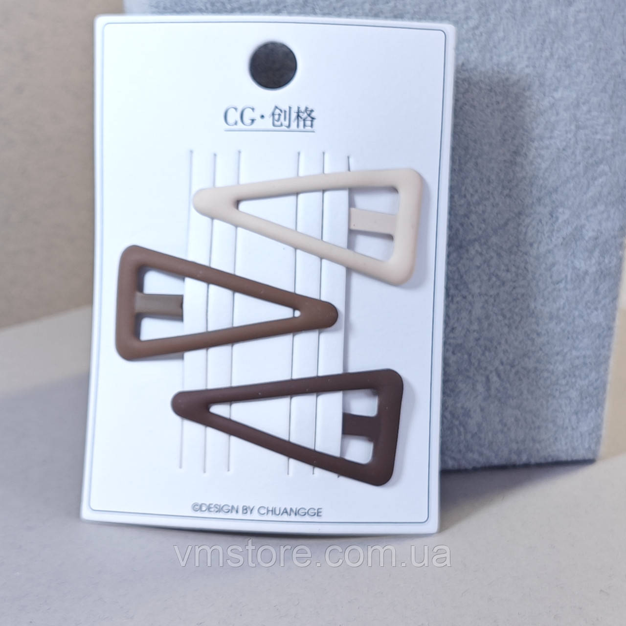 Набір шпильок хлопавка тик-так, трикутник, металеві, 3 штуки, фото 1