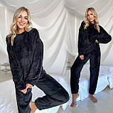 Тепла жіноча махрова однотонна піжама, фото 6