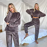 Тепла жіноча махрова однотонна піжама, фото 7