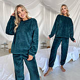 Тепла жіноча махрова однотонна піжама, фото 4