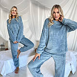 Тепла жіноча махрова однотонна піжама, фото 8