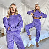 Тепла жіноча махрова однотонна піжама, фото 3