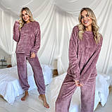 Тепла жіноча махрова однотонна піжама, фото 5