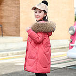 Зимова куртка на дівчинку пуховик на качиному пуху 8-13 років, фото 2