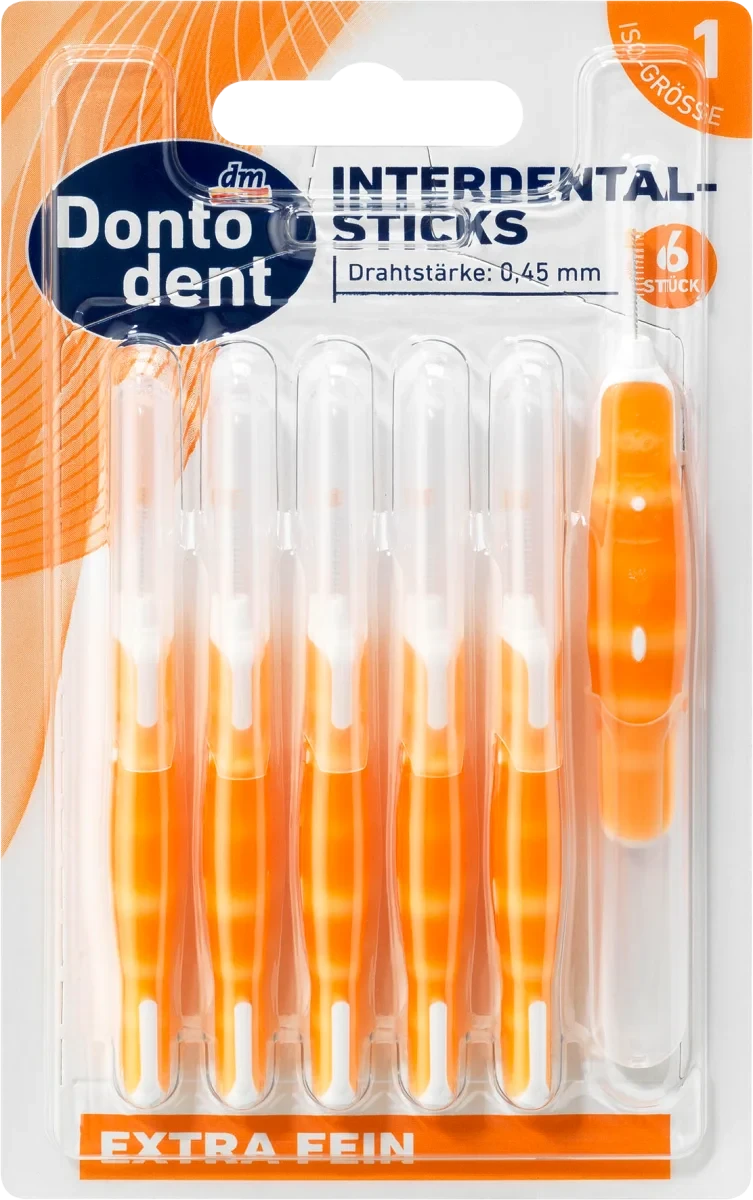 Йоржики для очищення міжзубних проміжків Dontodent Orange 0,45 mm ISO 1, 6 шт.