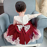Праздничное красивое детское платье Иллона р.80 см на 1 - 1,5 года бело-красное
