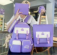 Детский набор рюкзак пенал сумка брелок значки 5 в 1 для девочки