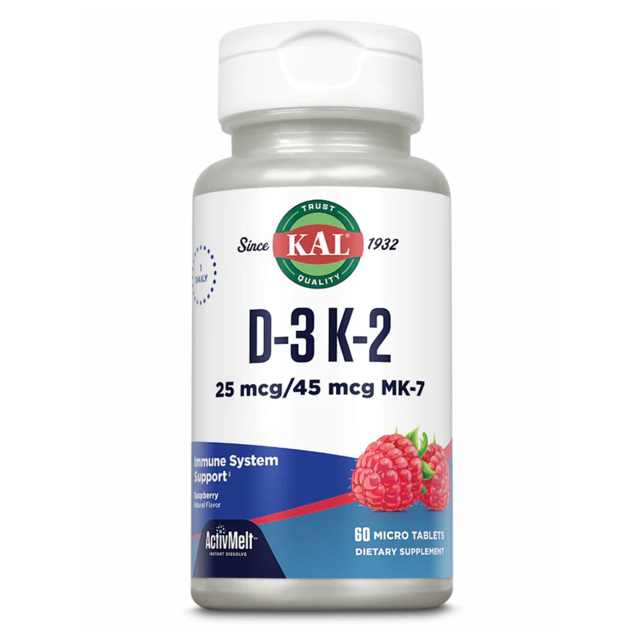 D3 & K2 25mcg - 60 tabs Raspberry, фото 1