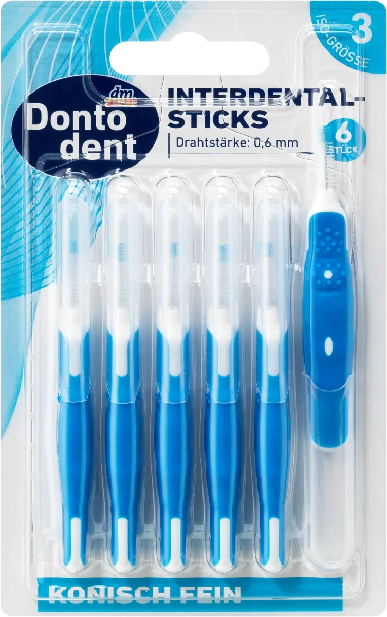 Йоржики для очищення міжзубних проміжків Dontodent Blau 0,6 mm ISO 3, 6 шт.