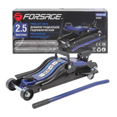Домкрат гідравлічний підкатний 2.5т низькопрофільний з поворотною ручкою (360° 89мм - 359мм) Forsage F-T825010R, фото 1