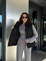 Женская стильная теплая жилетка на кнопках Ткань Канада, синтепон 200 42-44,46-48,50-52 Черный, 46-48