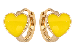 Сережки Xuping колір 18K колечки "Серця з жовтою емаллю"