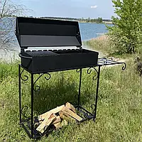 Мангал-барбекю з дровницею на 12 шампурів 4 мм