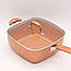 Сковорода універсальна 5в1 Copper Cook Deep Square Pan 24 х 24 см / Антипригарна сковорідка з фритюрницею, фото 2