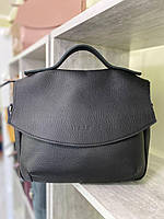 Жіноча шкіряна сумка через плече чорна з натуральної шкіри флотар молодіжна 26х23х10 см