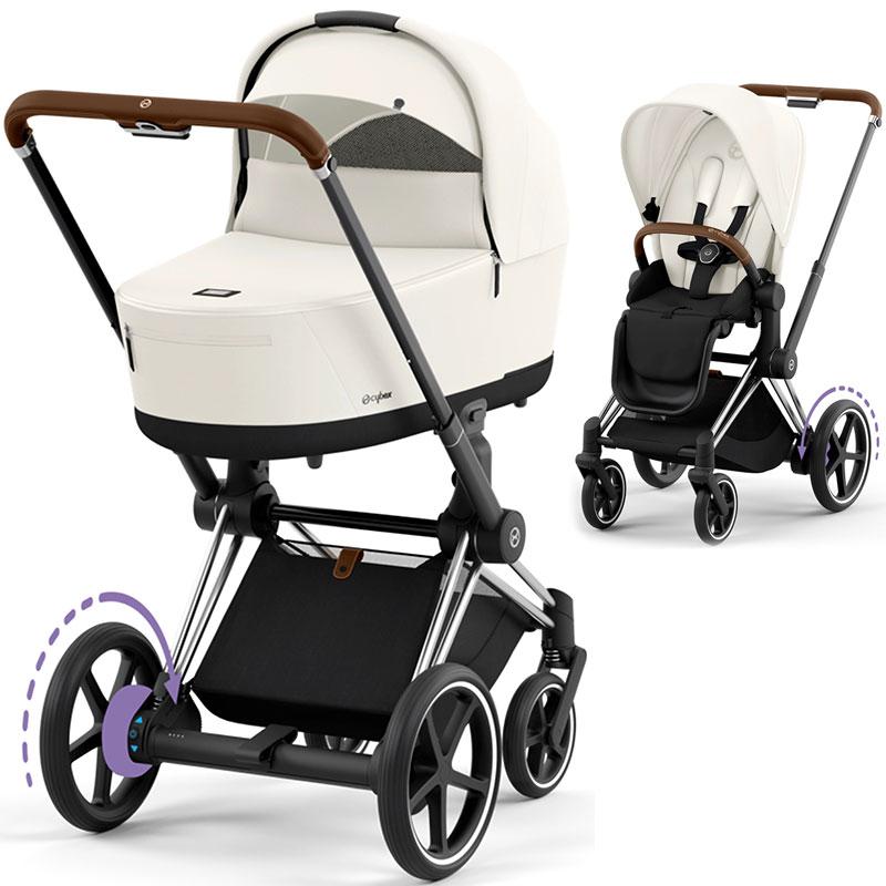 Коляска Cybex e-Priam 2 в 1 Off White шасі Chrome Brown
